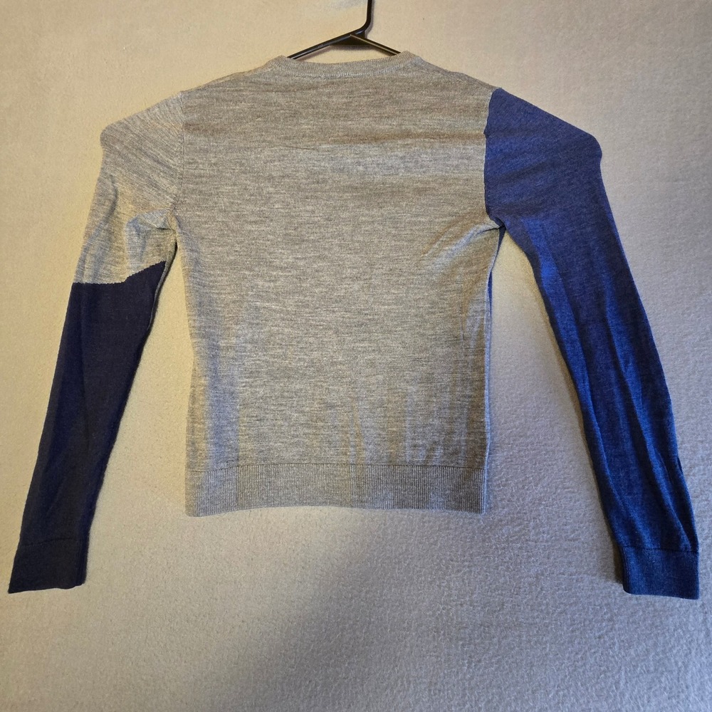 Armani Exchange Mens Colorblock Wool Blend Crewneck Sweater Grey Blue XS 6YZM2R - Picture 2 of 16